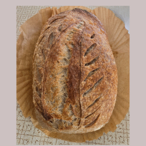 mini astrophytumHandmade plain sourdough loaf with a golden crust, naturally fermented and baked with olive oil, water, salt, flour, and a healthy starter